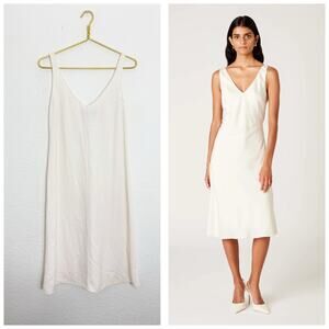 Reformation Cream V Neck Sleeveless Midi Dress Size XXS Oversize Chic Minimalist